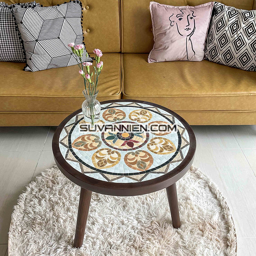 Bàn cafe mosaic gốm Hoa